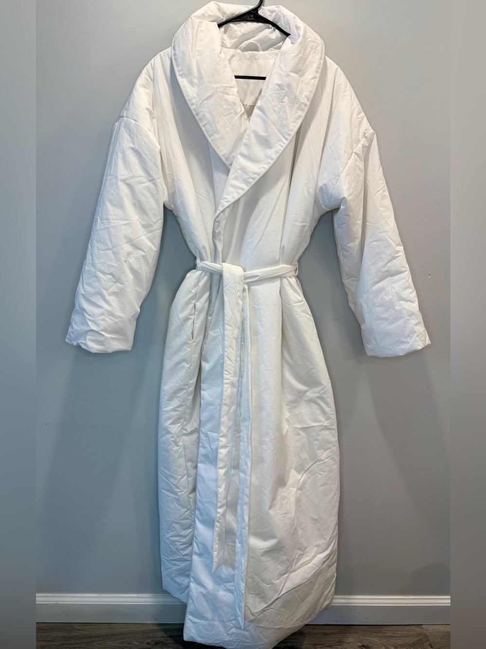 SKIMS Duvet Robe White S/M Rare Discontinued Pima Cotton Long Robe